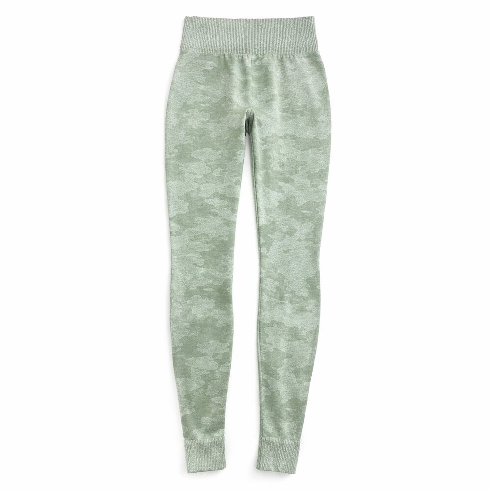 Gymshark Camo Seamless Leggings Green High Rise Athletic No Size Tag
